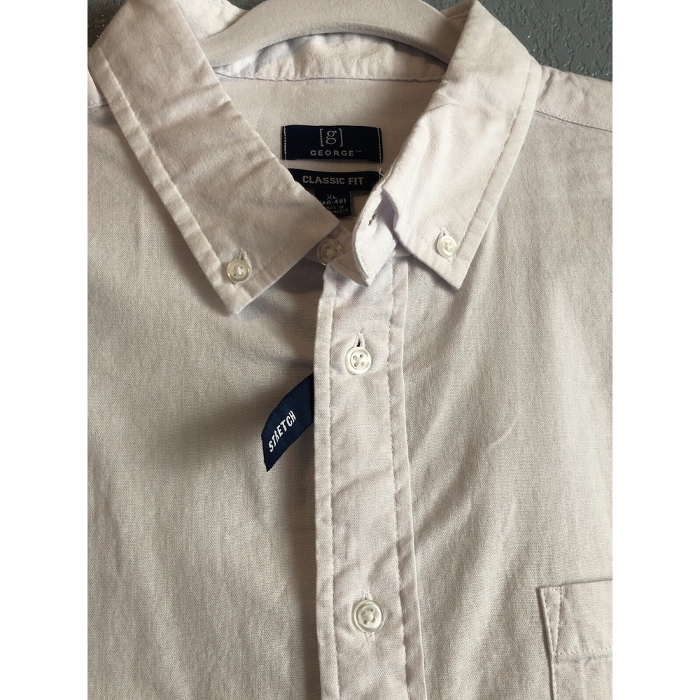George Mens Dress Shirt XL 46-48 White Long Sleeve Button Down Classic Fit NEW - Picture 3 of 12